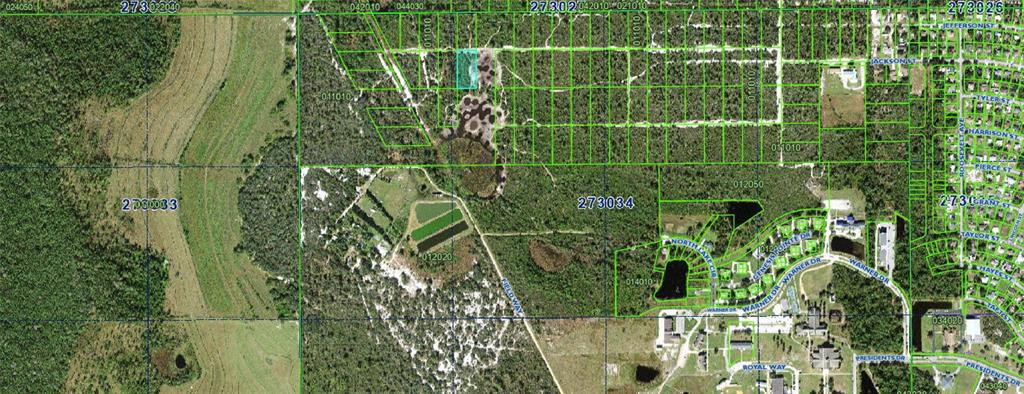 This is an aerial map showing a plot of land with surrounding wooded areas and roads — N/A, LAKE WALES, FL