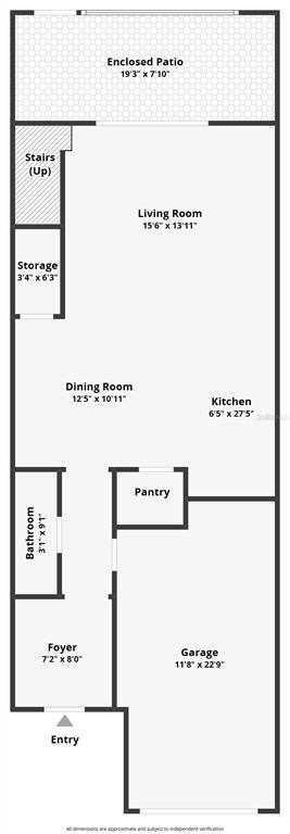 This floor plan shows the layout of a home with a garage, kitchen, and patio — 16662 MAUDE DRIVE, WIMAUMA, FL
