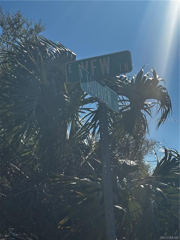 A street sign for New Ln and Aquaview Ln stands in front of palm trees — 3172 N AQUAVIEW TERRACE, HERNANDO, FL