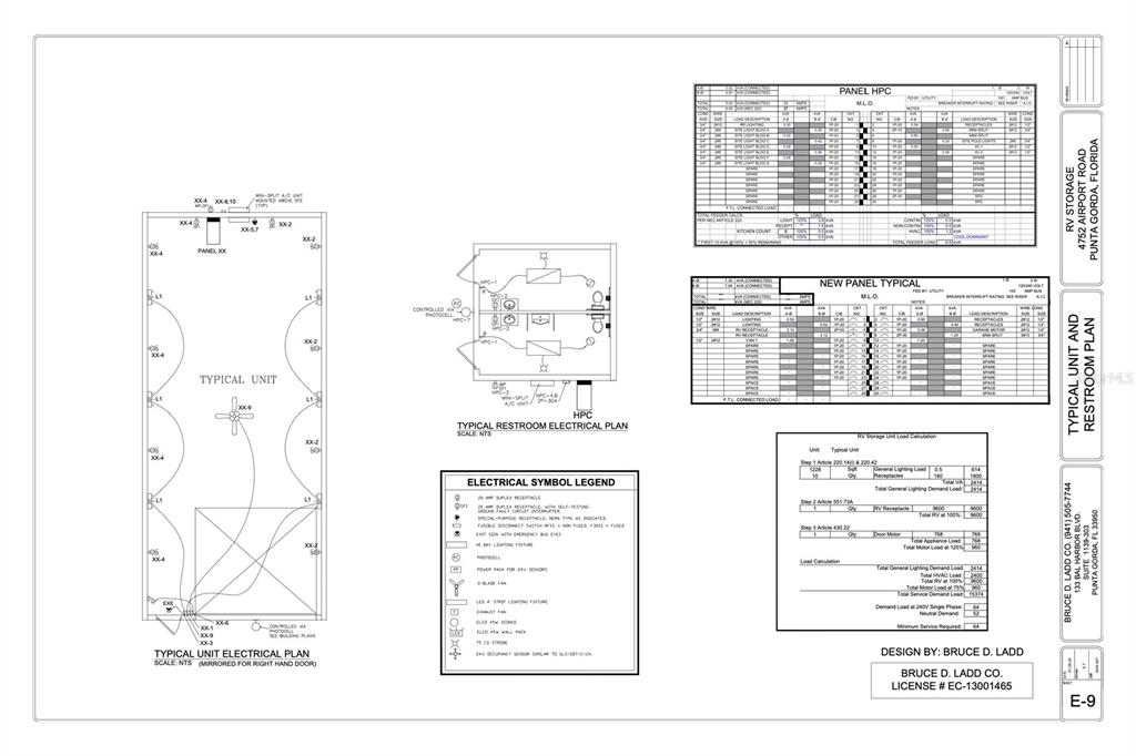 This is an electrical floor plan for a typical unit and restroom facility — 25155 AIRPORT ROAD UNIT D2, PUNTA GORDA, FL