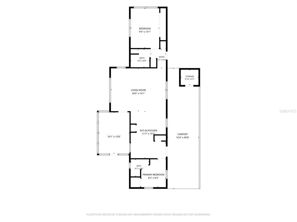 This is a floor plan showing a home with two bedrooms, two bathrooms, and a carport — 7164 MOUNT GEORGETOWN DRIVE NE UNIT 553, ST PETERSBURG, FL