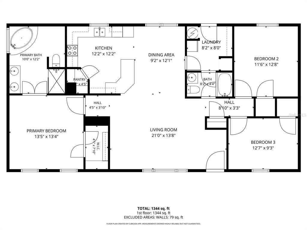 This is a floor plan for a three-bedroom, two-bathroom residential home — 17438 LAWLESS ROAD, SPRING HILL, FL