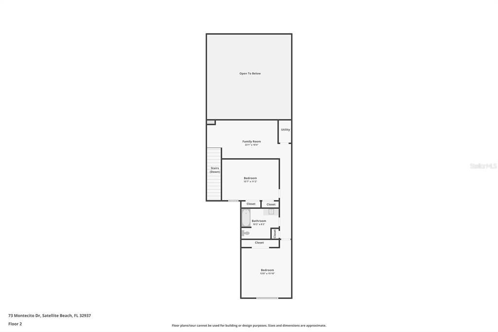 This is a floor plan for the second level of a residential home — 73 MONTECITO DRIVE, SATELLITE BEACH, FL