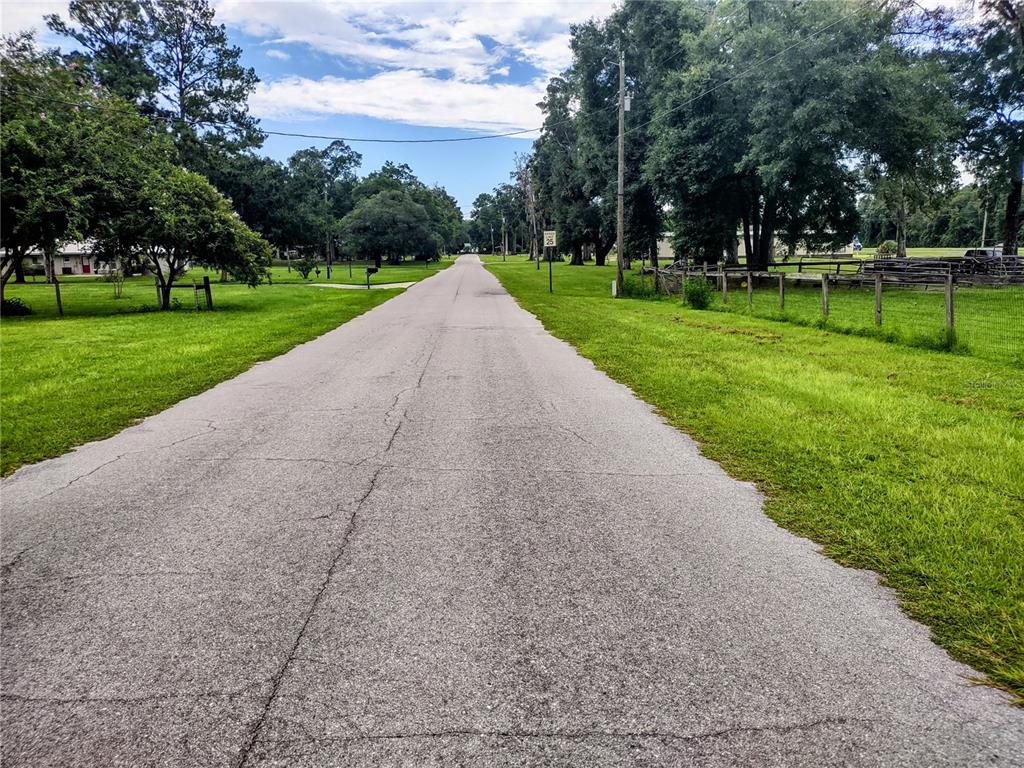 A paved road stretches through a grassy, tree-lined residential area under a partly cloudy sky — TBD NE HIGHWAY 27 ALT, WILLISTON, FL