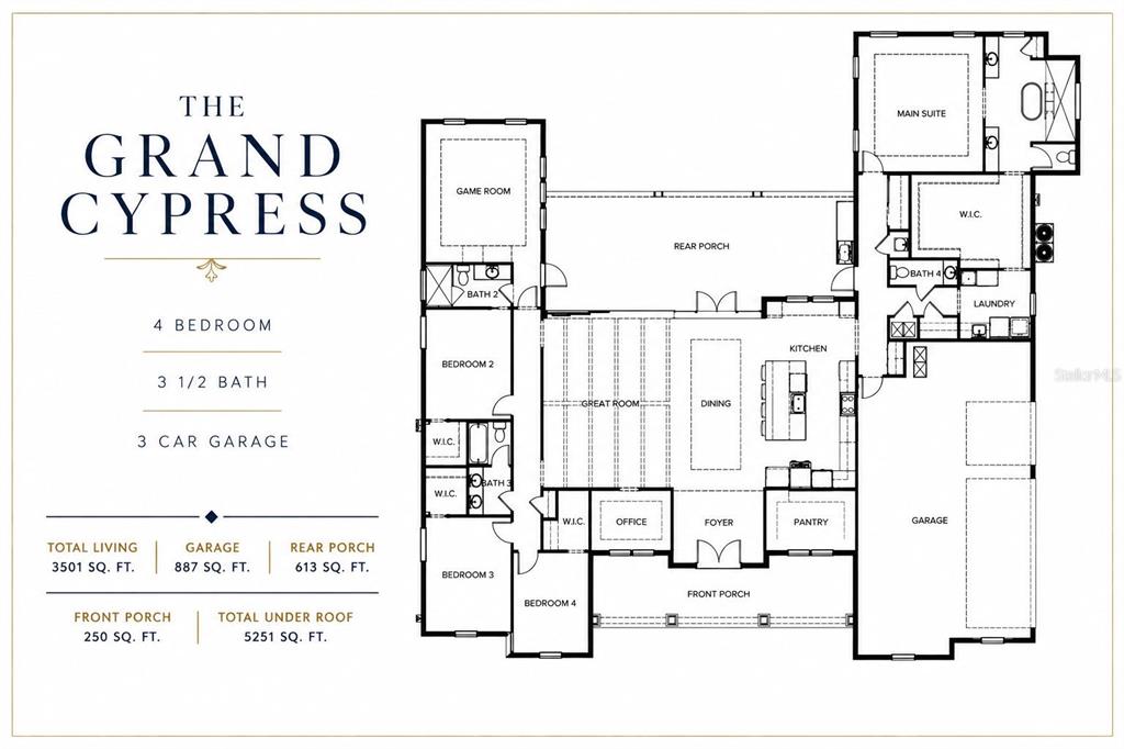 This is a floor plan for a four-bedroom house with a three-car garage — 12600 LAKESHORE DRIVE, CLERMONT, FL