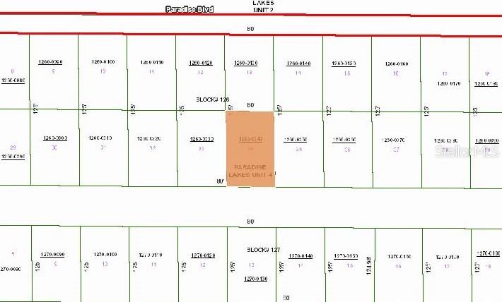 This is a plat map showing a highlighted parcel of land within a residential subdivision — 324 E EDGEWOOD DRIVE, GEORGETOWN, FL