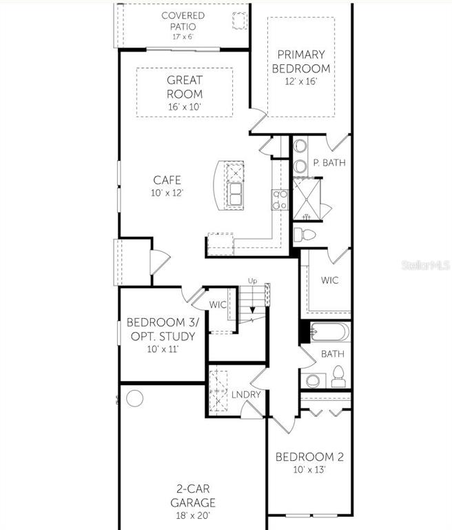 This is a floor plan for a three-bedroom home with a two-car garage — 227 WATER ELM WALK, ST AUGUSTINE, FL