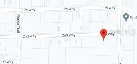 This is a map showing a property location marked with a red pin on 2nd Way — 105 2ND WAY, INTERLACHEN, FL