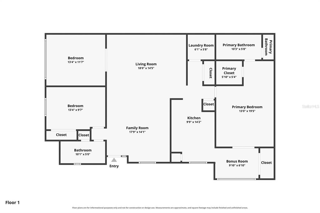 This is a floor plan for a single-story home featuring three bedrooms and two bathrooms — 2022 NASH DRIVE, CLEARWATER, FL