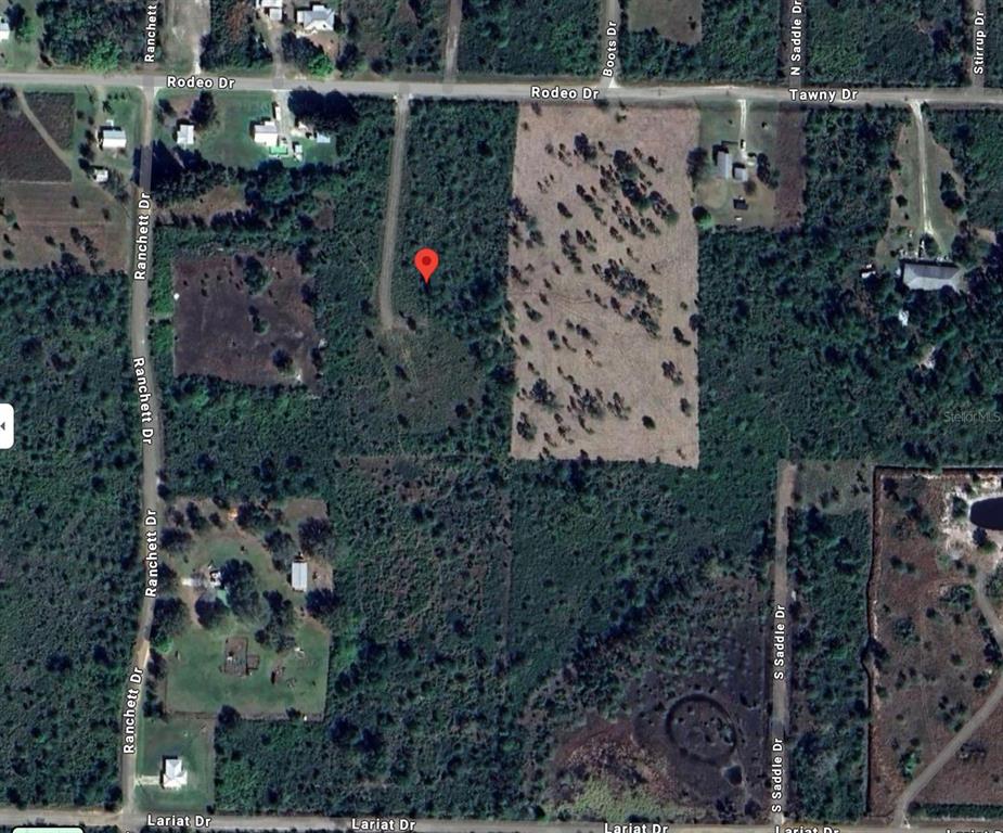 A dirt road stretches into the distance, flanked by trees and a street sign — 2733 TAWNY DRIVE, LORIDA, FL