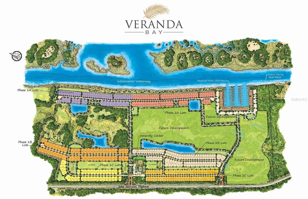 This is a site plan rendering of the Veranda Bay residential development with multiple phases — 158 CORONADO ROAD, FLAGLER BEACH, FL