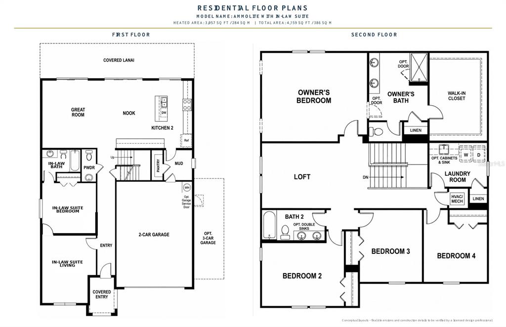 This is a floor plan for a two-story residential home with an in-law suite — 2994 GAVIN SKY DRIVE, KISSIMMEE, FL