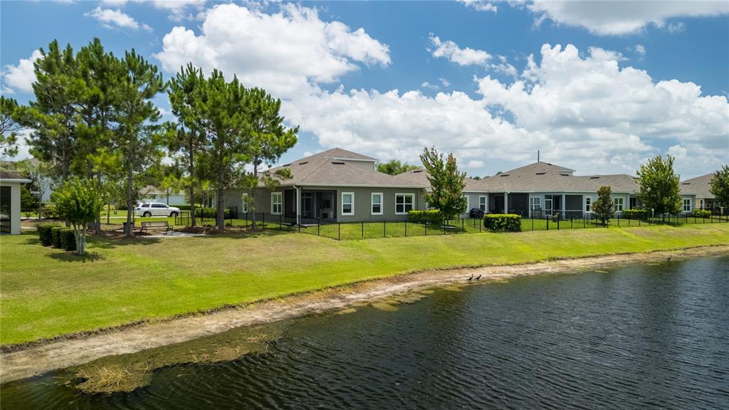 A view of the back of a house with a screened porch and fenced yard — 2443 PORTICO STREET, ODESSA, FL