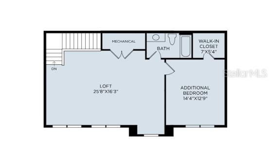This is a floor plan showing a loft, an additional bedroom, a bathroom, and a closet — 3606 STONEBRIAR LANE, SANFORD, FL