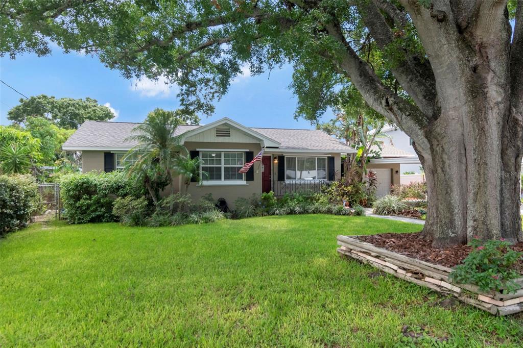 A single-story house with a large tree in the front yard and a grassy lawn — 311 N GOMEZ AVENUE, TAMPA, FL