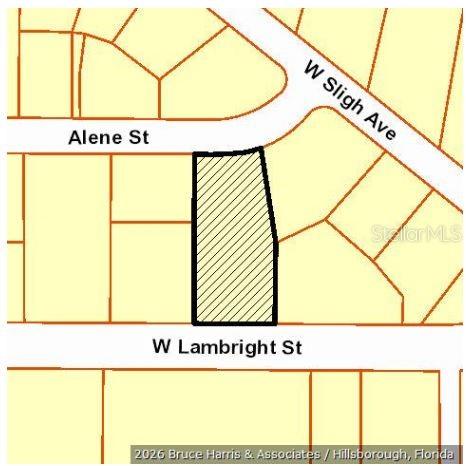 This is a map showing the property boundaries of a parcel of land — 3119 W LAMBRIGHT STREET, TAMPA, FL
