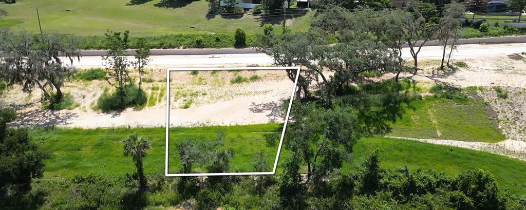 An aerial view shows a vacant, trapezoidal plot of land with trees and grassy areas — 161 TRANQUIL MIRROR LAKE COURT Lot 9, CLERMONT, FL