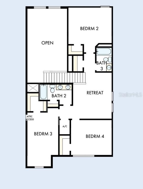 This floor plan shows the layout of an upper level with four bedrooms and three bathrooms — 5147 CREEK SAND DRIVE, APOLLO BEACH, FL