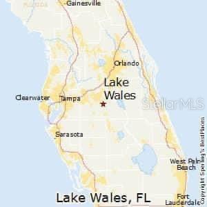 This is a map of Florida showing the location of Lake Wales — 1014 JAPONICA DRIVE, INDIAN LAKE ESTATES, FL