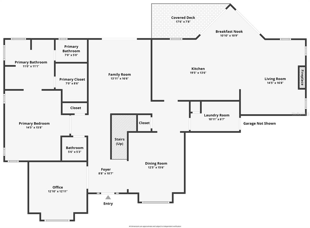 This is a floor plan of a single-story house featuring a primary suite and garage — 556 NW FERN DRIVE, CRYSTAL RIVER, FL