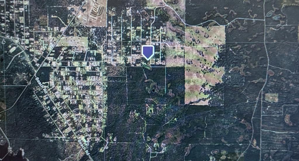 This is an aerial map view showing a property location marked with a blue pin — STONE CRAB, PERRY, FL