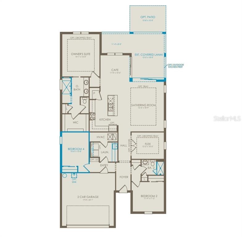 This is a floor plan for a single-story home featuring four bedrooms and a garage — 5095 TWIN LAKES BOULEVARD, ST CLOUD, FL