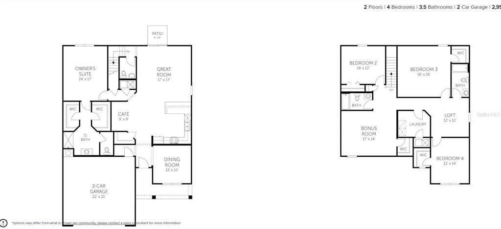 This floor plan shows a two-story house with four bedrooms, 3.5 bathrooms, and a garage — 14330 FIREBIRD DRIVE, JACKSONVILLE, FL
