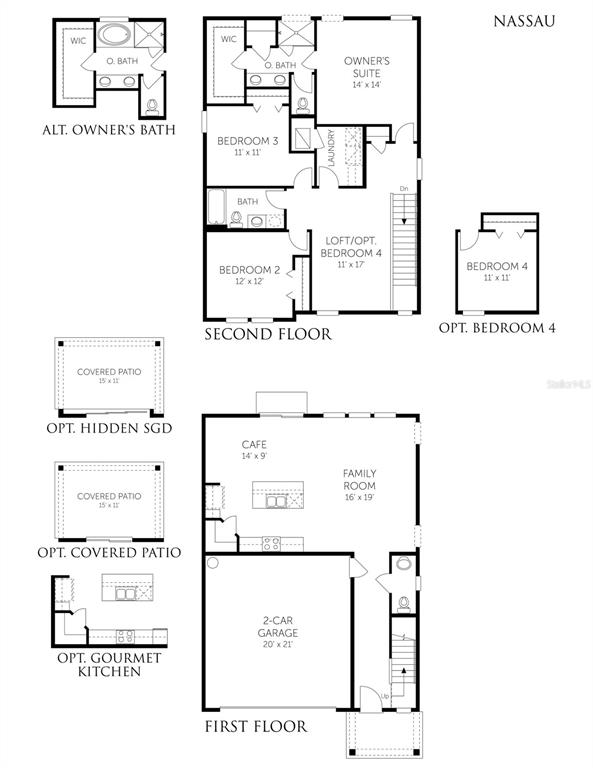 This is a floor plan for a two-story house featuring a garage and multiple bedrooms — 722 FARMFIELD DRIVE, ST AUGUSTINE, FL