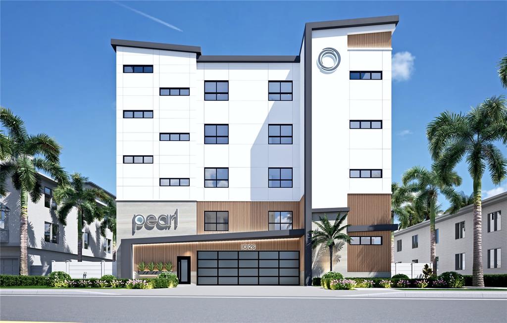 This is a digital rendering of a modern, multi-story apartment building with a white facade — 10126 GULF BOULEVARD UNIT PH3, TREASURE ISLAND, FL