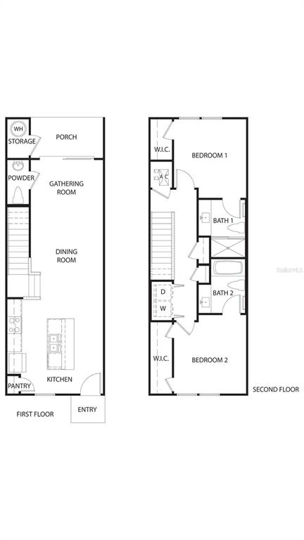 This is a floor plan showing the first and second levels of a two-story home — 279 AYAMONTE ROAD, ST AUGUSTINE, FL