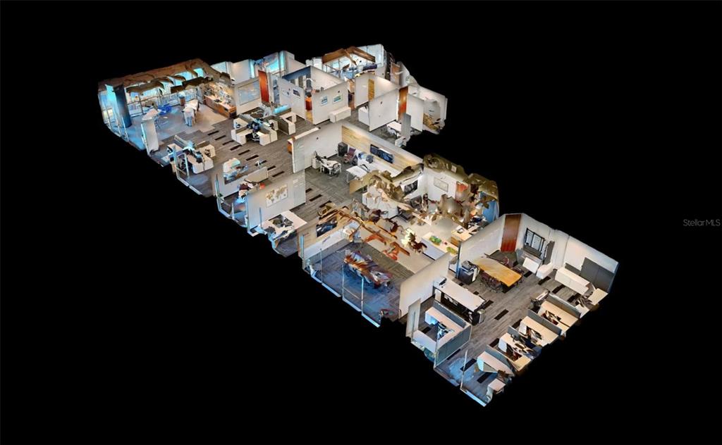 This is a 3D floor plan rendering of an office space with multiple workstations and desks — 189 S ORANGE AVENUE UNIT 1570, ORLANDO, FL