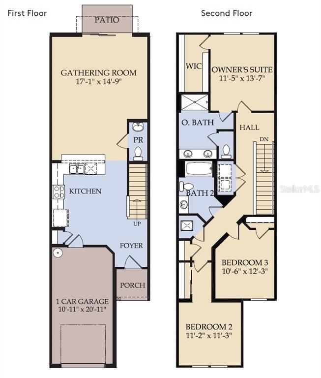 This is a floor plan showing the layout of a two-story residential home — 4329 JETTY LANE NE, PALM BAY, FL