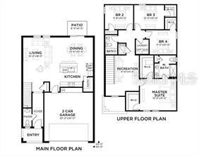This is a floor plan showing the layout of a two-story home with a garage — 13029 OAK HILL WAY, PARRISH, FL