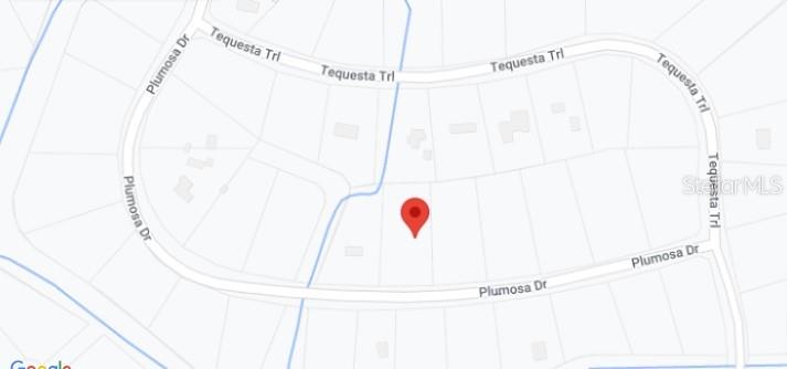 This is a map showing a property location between Tequesta Trail and Plumosa Drive — 224 PLUMOSA DRIVE, GEORGETOWN, FL