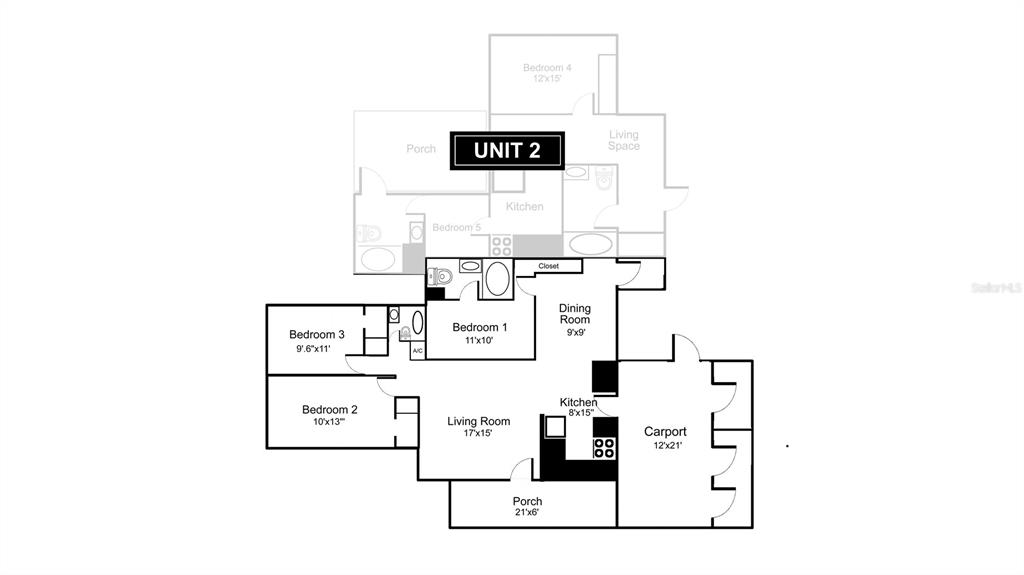 This is a floor plan showing the layout of a multi-unit residential property — 1311 HILLCREST DRIVE, DAYTONA BEACH, FL