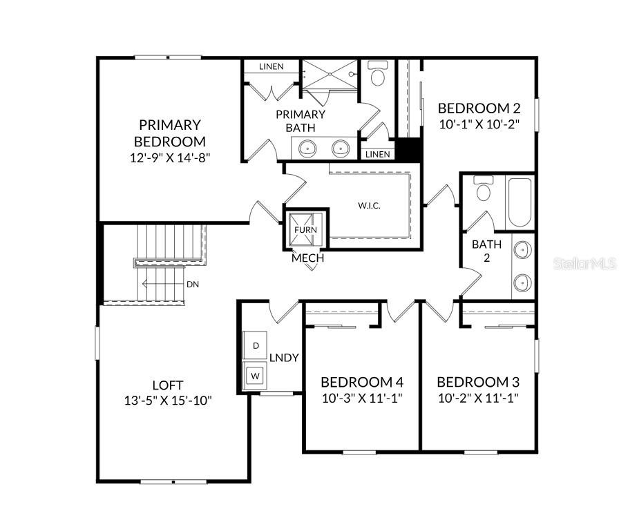 This is a floor plan showing the upper level of a house with four bedrooms — 12837 TROVITA DRIVE, GRAND ISLAND, FL