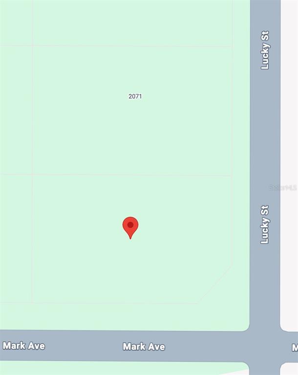 This is a map showing a property location at the corner of Mark Ave and Lucky St — 17478 MARK AVENUE, PORT CHARLOTTE, FL