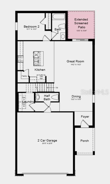 This is a floor plan of a home featuring a garage, kitchen, and two bedrooms — 9344 CHISWELL TRAIL, PALMETTO, FL
