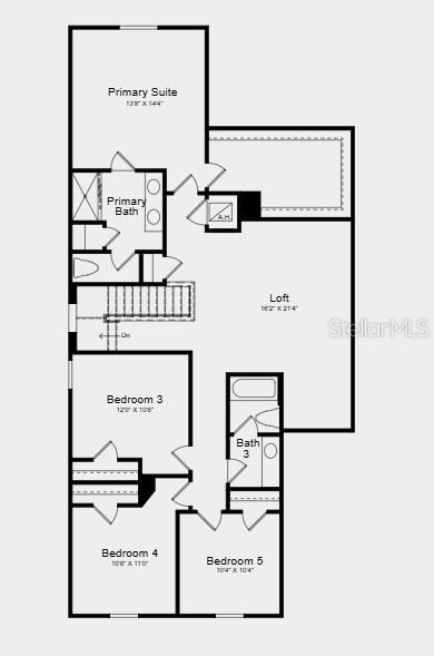 This is a floor plan for the second level of a home featuring five bedrooms — 9344 CHISWELL TRAIL, PALMETTO, FL