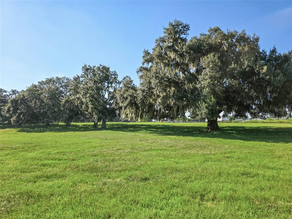 A black metal barndominium with a covered porch and wooden stairs stands in a field — 23220 NW 27TH ST, MORRISTON, FL