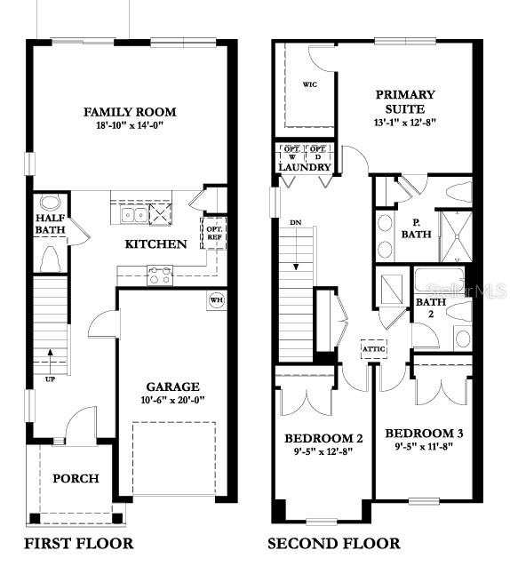 This is a two-story floor plan showing a garage, kitchen, and bedrooms — 1427 E 29TH AVENUE, TAMPA, FL