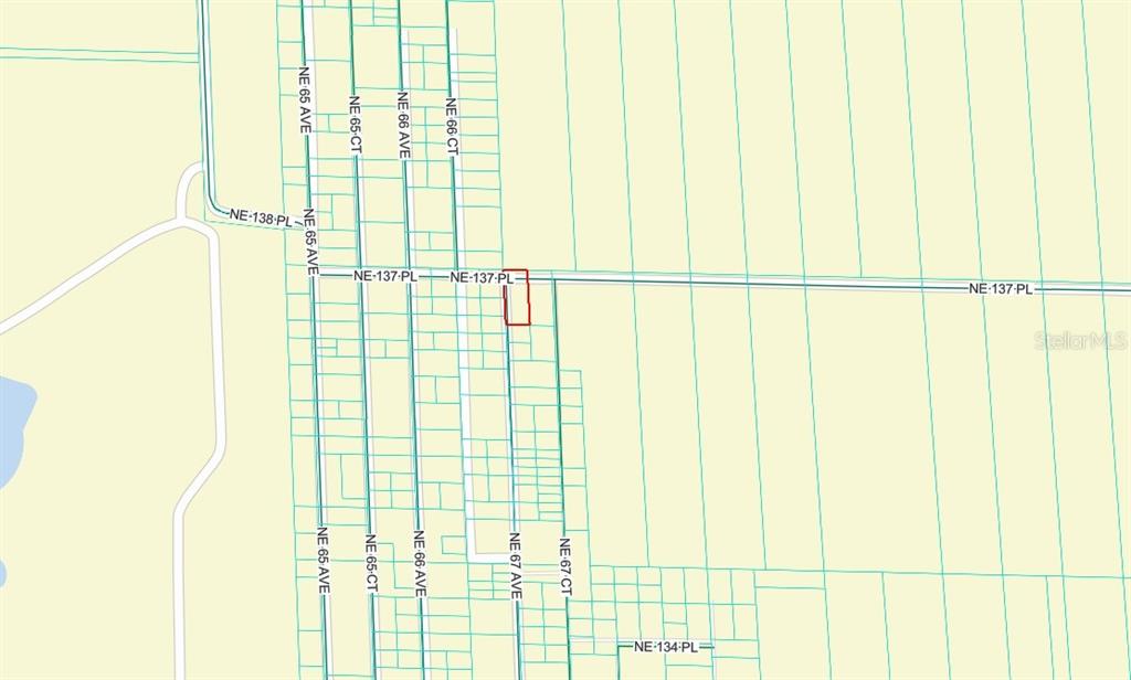 This is a map showing a highlighted parcel of land near NE 137th Place — TBD NE 137TH PLACE, CITRA, FL