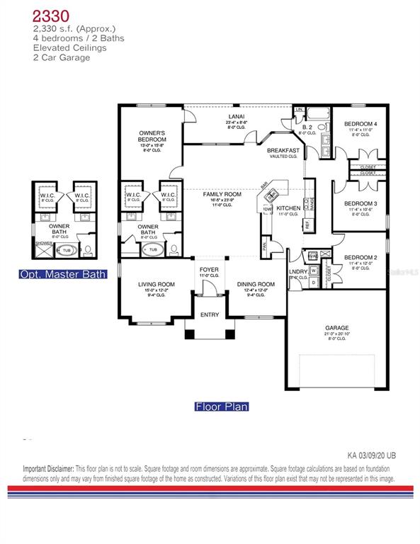 This is a floor plan for a four-bedroom, two-bathroom house with a two-car garage — 16464 SW 54TH COURT ROAD, OCALA, FL