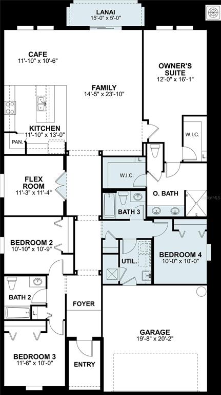 This is a floor plan for a single-story house featuring four bedrooms and a garage — 13816 CHESTNUT RIDGE DRIVE, HUDSON, FL