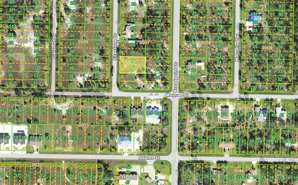 This is a land survey map showing residential lots and street layouts — 2362 FIRESTONE DRIVE, PUNTA GORDA, FL