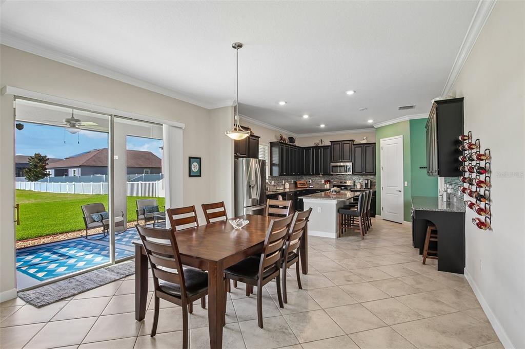 A screened-in patio features two chairs overlooking a grassy lawn and a neighborhood pond — 11705 NAVAJO SANDSTONE STREET, RIVERVIEW, FL
