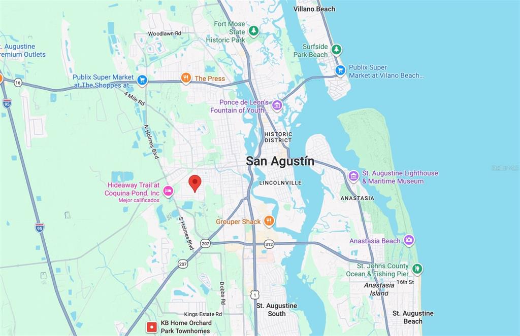 This is a map showing the location of a property in St. Augustine, Florida — 901 W 11TH STREET, ST AUGUSTINE, FL