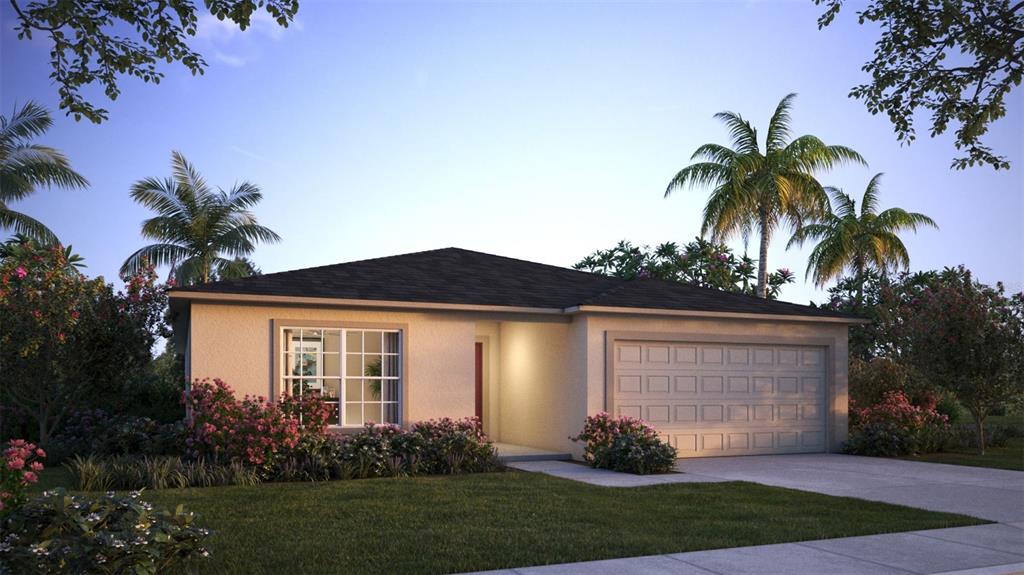 This is a digital rendering of a single-story suburban house with a two-car garage — 10072 N CONRAD POINT, CITRUS SPRINGS, FL