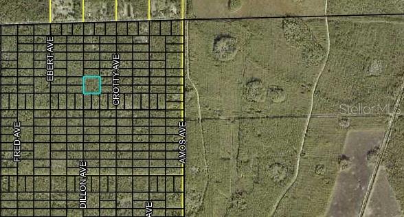 This is a map showing a highlighted parcel of land within a platted grid — 000 DILLON AVENUE, HASTINGS, FL