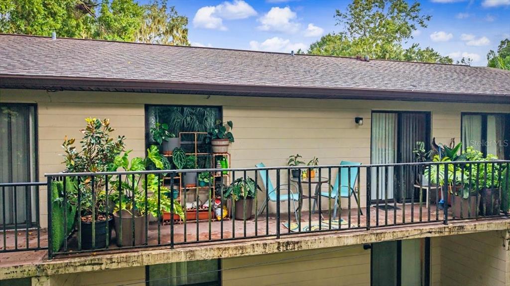 A grassy backyard features a large tree in the foreground and dense woods in the background — 1679 SPRING GARDEN COURT, HOLLY HILL, FL